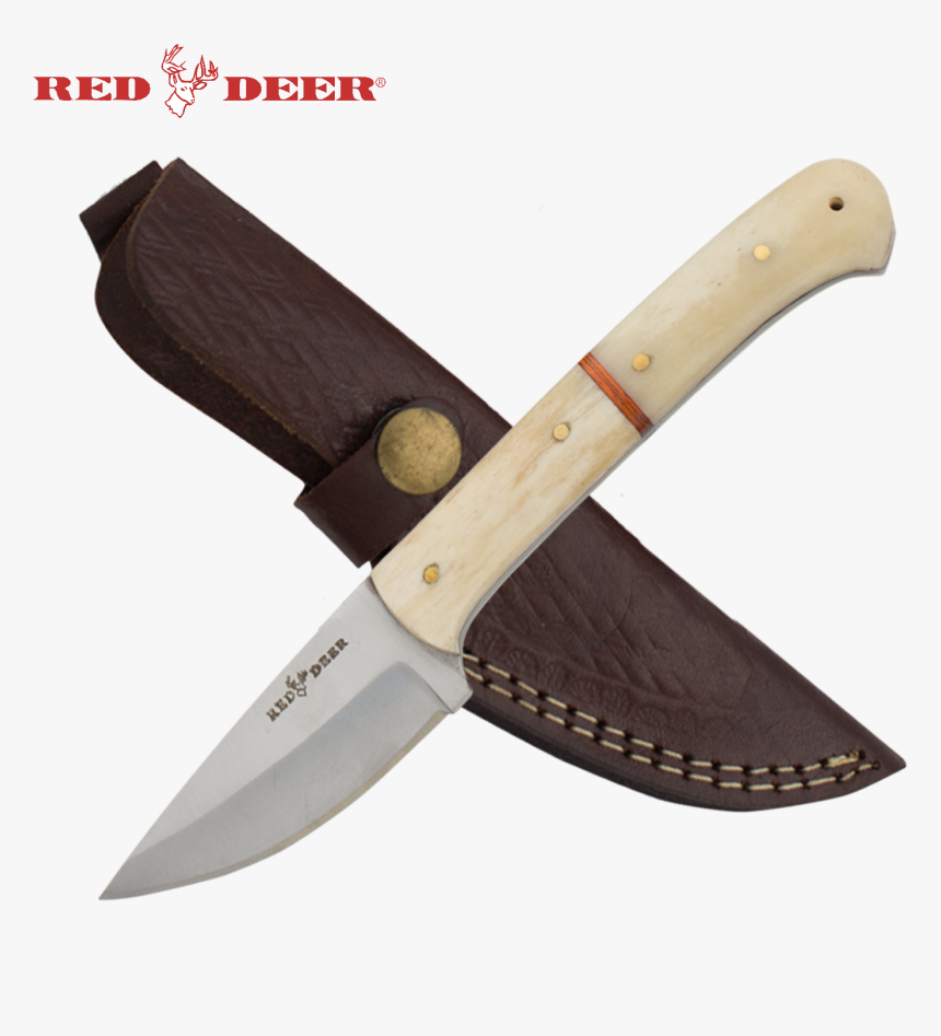 7 In Red Deer® Hunting Knife Real Bone Handle - Deer Hunting Knife, HD Png Download