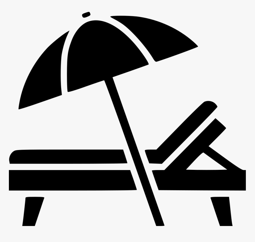 Sunbed Umbrella Shadow Summer Beach - Sunbeds And Umbrellas Vector, HD Png Download